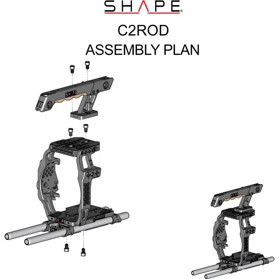 SHAPE Canon C200 & C200B Cage 15mm LW Rod C2ROD | Cage Camera & Poignée Supérieure