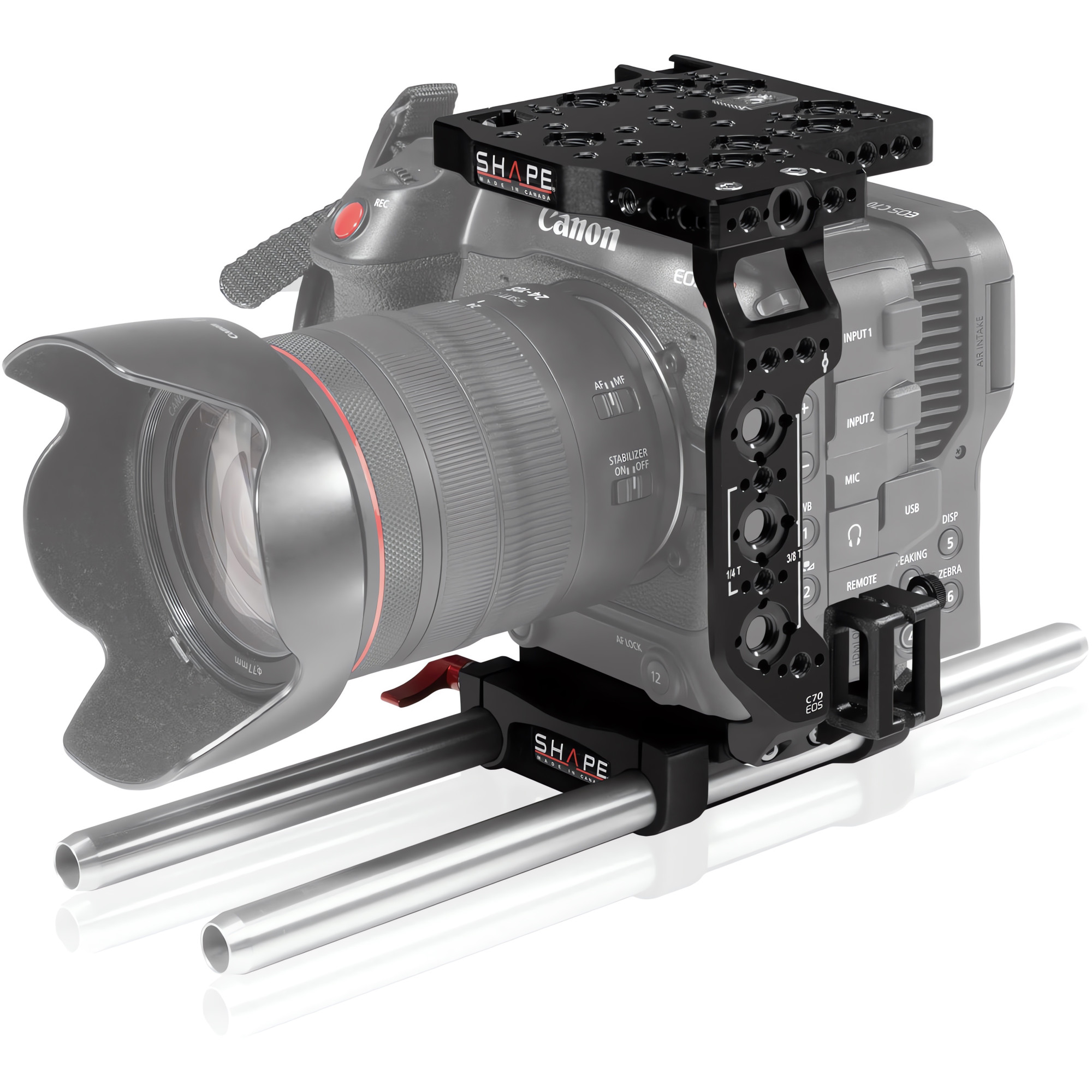 SHAPE Canon C70 Camera Cage 15mm LW C70ROD | Plaque de base & Système Rod