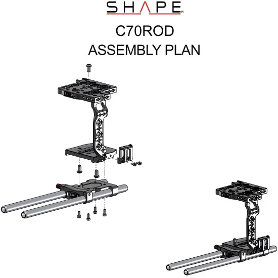 SHAPE Canon C70 Camera Cage 15mm LW C70ROD | Baseplate, Rod System