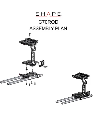 SHAPE Canon C70 Camera Cage 15mm LW C70ROD | Baseplate, Rod System