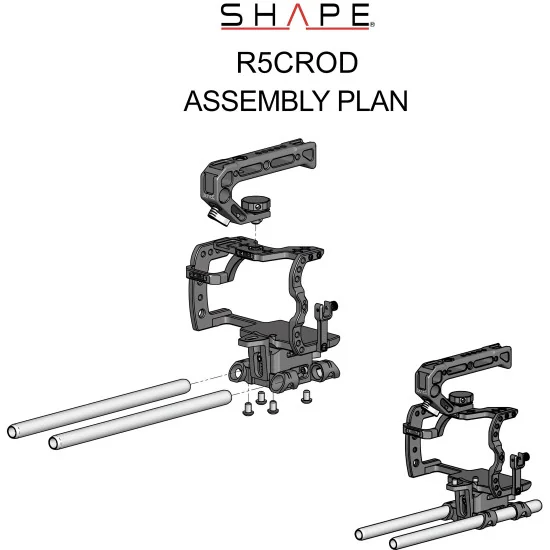 SHAPE Canon R5C, R5, R6 Cage 15mm LWS Rod R5CROD | Cage Camera & Poignée Supérieure