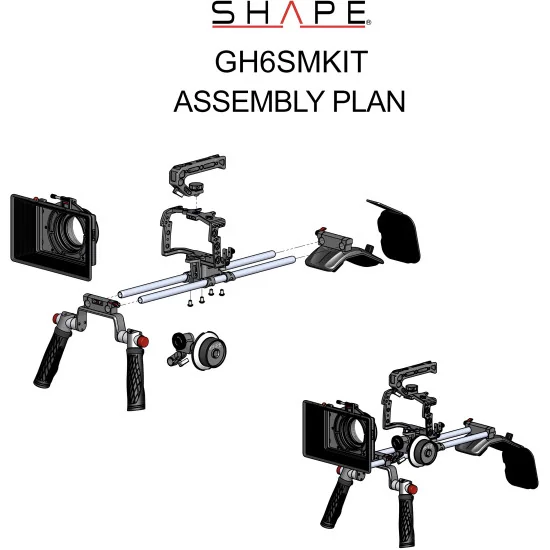 SHAPE Panasonic Lumix GH6 Shoulder Mount Kit GH6SMKIT | Crosse d’épaule, Matte Box et Follow Focus