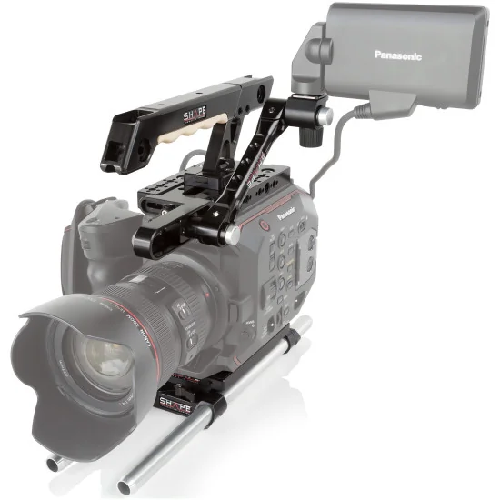 SHAPE Panasonic AU-EVA1 15mm LW Handle EVF Mount EVALWBT | Baseplate, Rod System & Top Handle