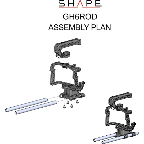 SHAPE Panasonic Lumix GH6 Cage 15mm LWS Rod GH6ROD | Camera Cage & Top Handle