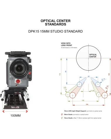 SHAPE Bridge Plate 15mm Sudio ARRI Standard & 12in Dovetail Plate DPK15 | Baseplate