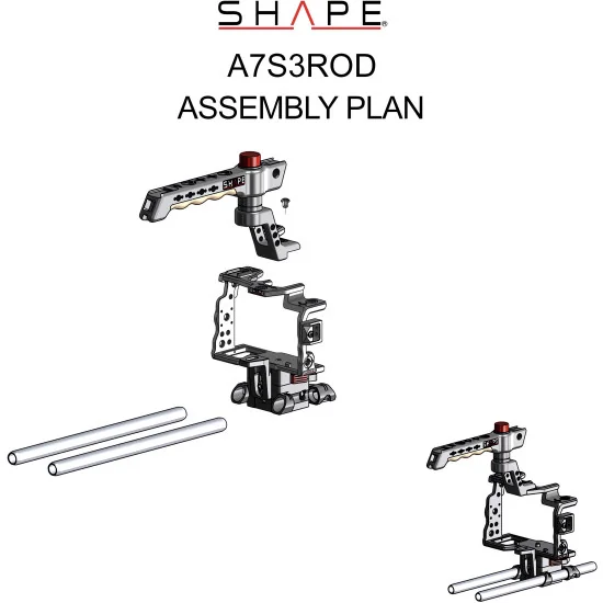 SHAPE Sony A7S III, A7 IV, A7R V Cage 15mm LW Rod System A7S3ROD | Cage Camera & Poignée Supérieure