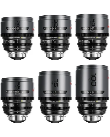 DZOFilm Pavo 2x Anamorphic 6-Lens Kit (28/32/40/55/75/100mm T2.1/T2.4) PL Mount (S35) Neutral