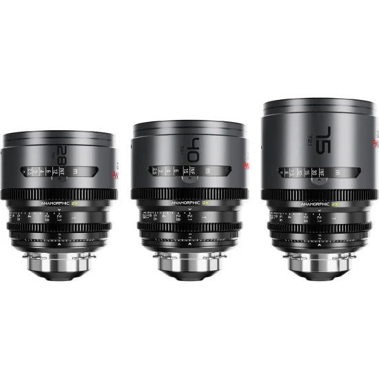 DZOFilm Pavo 2x Anamorphic 3-Lens Kit (28/40/75mm T2.1) PL Mount (S35) Neutre
