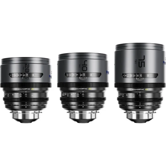 DZOFilm Pavo 2x Anamorphic 3-Lens Kit (28/40/75mm T2.1) PL Mount (S35) Bleu