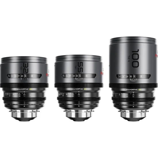 DZOFilm Pavo 2x Anamorphic 3-Lens Kit (32/55/100mm T2.1/T2.4) PL & EF Mount (S35) Neutre