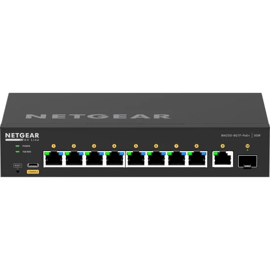 Netgear M4250-9G1F-PoE+ (GSM4210PD-100EUS) | AV Line Managed Switch, 8x1G PoE+ 110W, 1x1G, 1xSFP