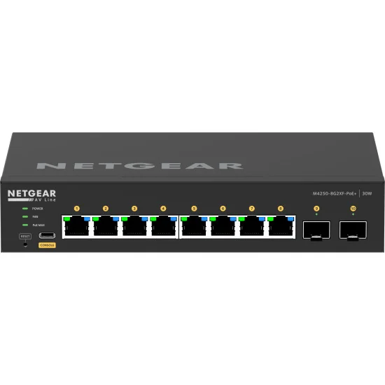 Netgear M4250-8G2XF-PoE+ (GSM4210PX-100EUS) | AV Line Managed Switch, 8x1G PoE+ 220W, 2xSFP+