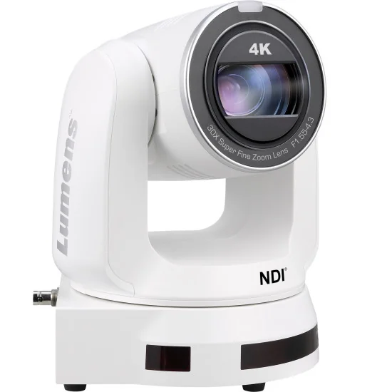 Lumens VC-A71P-HN White | Caméra PTZ, 4K 60fps, 30x Zoom, 12G-SDI, HDMI, NDI High Bandwidth, IP Streaming, PoE