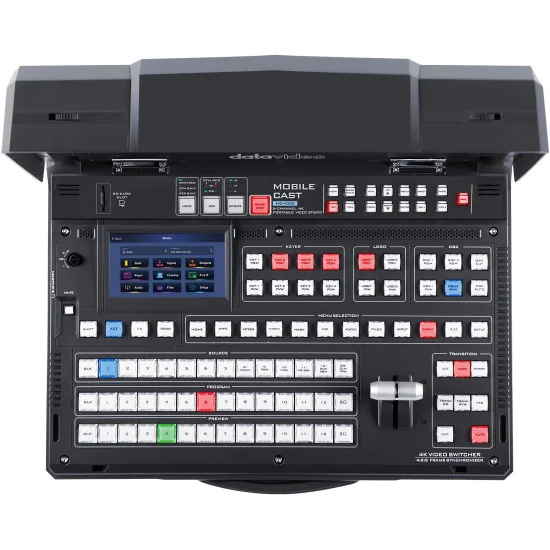 Datavideo HS-4000 | 8-Channel 4K Streaming Video Mixer, 12G-SDI, HDMI, XLR, 17.3" Screen