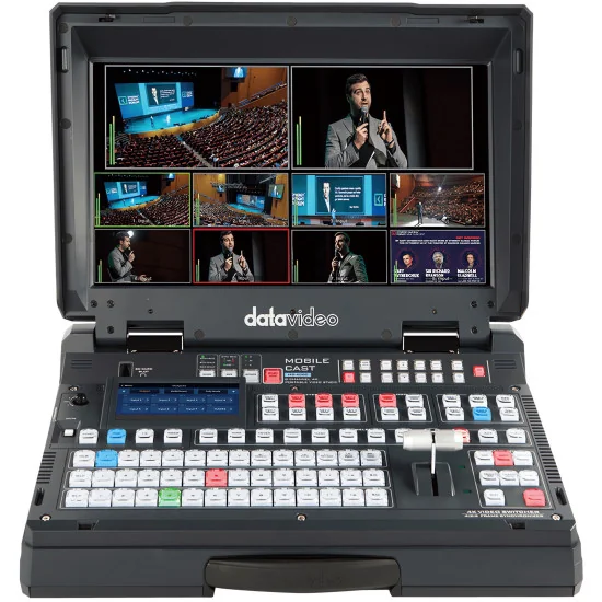 Datavideo HS-4000 | 8-Channel 4K Streaming Video Mixer, 12G-SDI, HDMI, XLR, 17.3" Screen