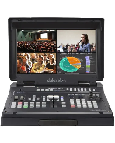 Datavideo HS-1600T MARK II | 4-Channel Streaming Video Mixer, HDBaseT, HDMI, XLR, 17.3" Screen