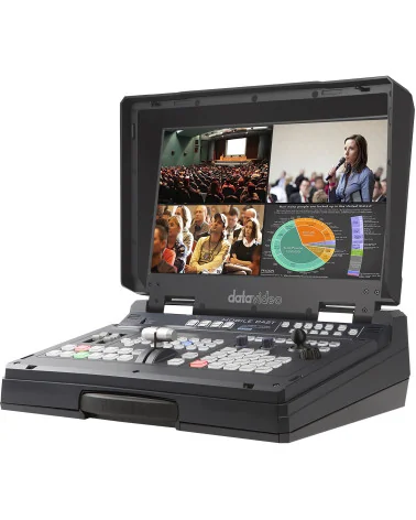 Datavideo HS-1600T MARK II | 4-Channel Streaming Video Mixer, HDBaseT, HDMI, XLR, 17.3" Screen