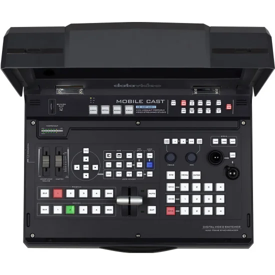 Datavideo HS-1600T MARK II | 4-Channel Streaming Video Mixer, HDBaseT, HDMI, XLR, 17.3" Screen