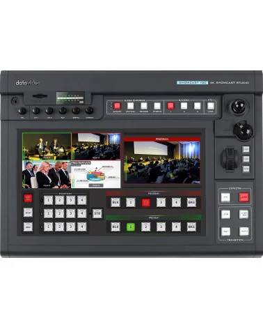 Datavideo SHOWCAST 100 | 4-Channel 4K Streaming Video Mixer, HDMI, XLR, 14" Screen