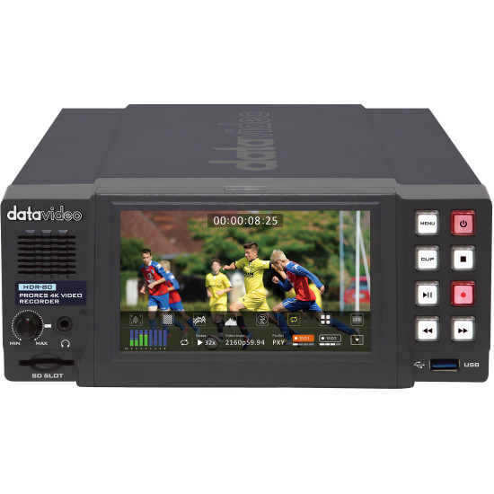 Datavideo HDR-80 | 4K SSD Recorder, 4 Channel 1080p Recording, Monitor 5", HDMI, SDI, XLR