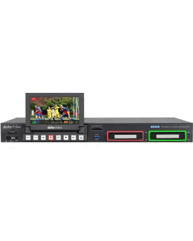 Datavideo HDR-90 | 4K SSD Recorder, 4 Channel 1080p Recording, Monitor 5", HDMI, SDI, XLR, 1U Rack