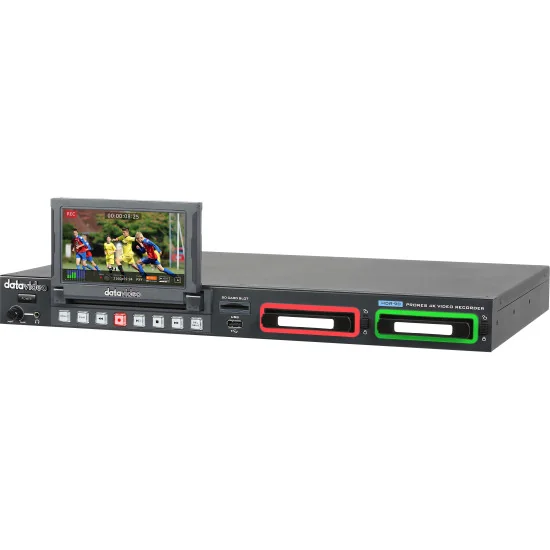 Datavideo HDR-90 | 4K SSD Recorder, 4 Channel 1080p Recording, Monitor 5", HDMI, SDI, XLR, 1U Rack