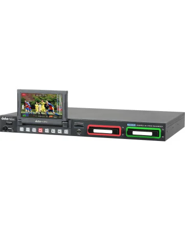 Datavideo HDR-90 | 4K SSD Recorder, 4 Channel 1080p Recording, Monitor 5", HDMI, SDI, XLR, 1U Rack