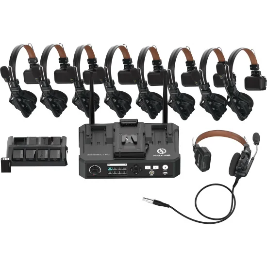 Hollyland Solidcom C1 Pro Hub 8S | Full-Duplex Wireless Intercom System with 9 ENC Headsets & Hub