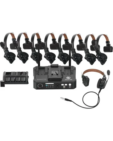 Hollyland Solidcom C1 Pro Hub 8S | Système intercom sans fil avec 9 casques ENC Full-Duplex & Hub