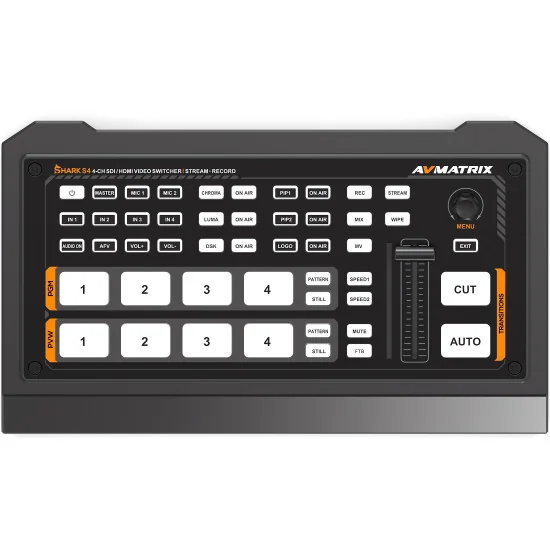 AVMATRIX Shark S4 | 4-Channel Streaming Video Mixer, SDI, HDMI, USB & RJ45 Stream