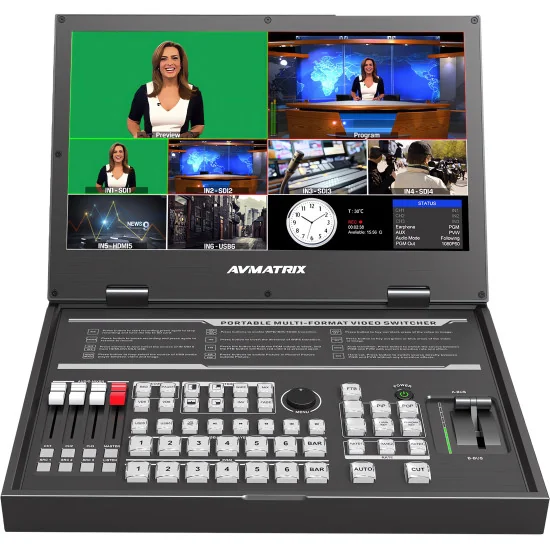 AVMATRIX PVS0615U | 6-Channel Streaming Video Mixer, SDI, HDMI, DVI, USB, 15.6" Screen