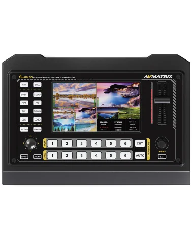 AVMATRIX SHARK S6 | Mélangeur streaming vidéo à 6 canaux, SDI, HDMI, USB, écran 5", enregistrement