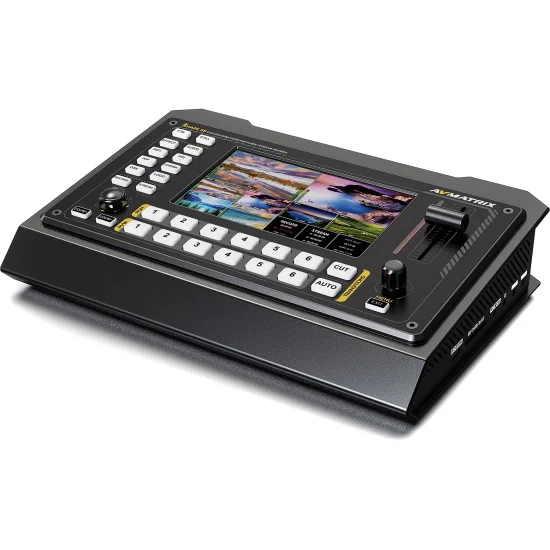 AVMATRIX SHARK S6 | 6-Channel Streaming Video Mixer, SDI, HDMI, USB, 5" Screen, Recording