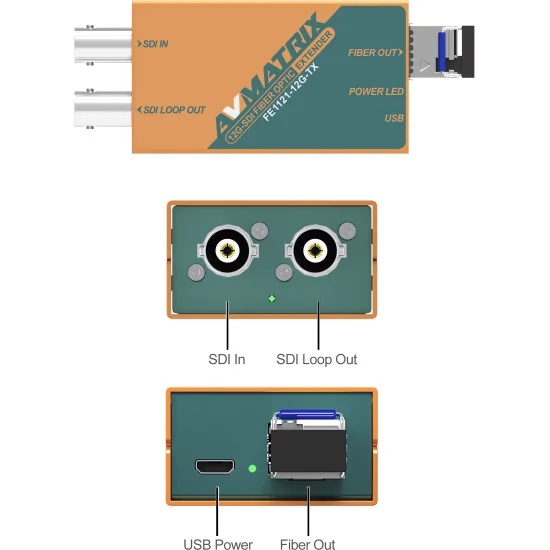 AVMATRIX FE1121-12G | Extendeur fibre optique 12G-SDI