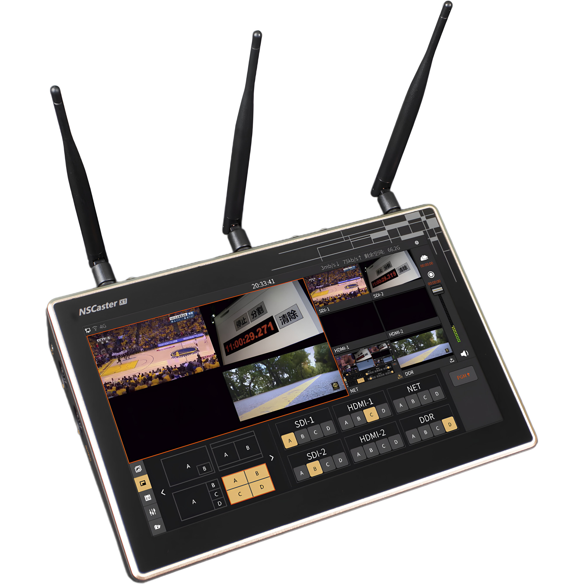 Nagasoft NSCaster X1 | Streaming audio-video mixer, LAN, Wi-Fi, 4G, NDI, 2x SDI, 2x HDMI, XLR