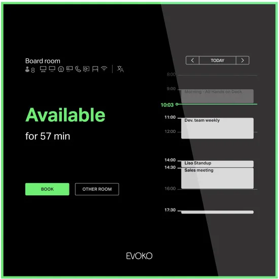 EVOKO Naso 8" (incl 1 year Room License) | Room booking system, Touch Panel, Office 365 Integration