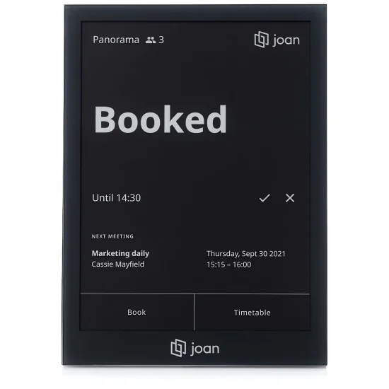 Joan 6 Pro Black | E Ink Room Touch Panel Room Booking System, Microsoft Office 365, Google Integration