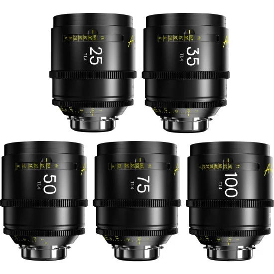 DZOFilm Arles 5-Lens Kit 25/35/50/75/100mm T1.4 FF/VV Prime Cine Lens PL Mount (metric) | Objectifs Cinéma Vista Vision format