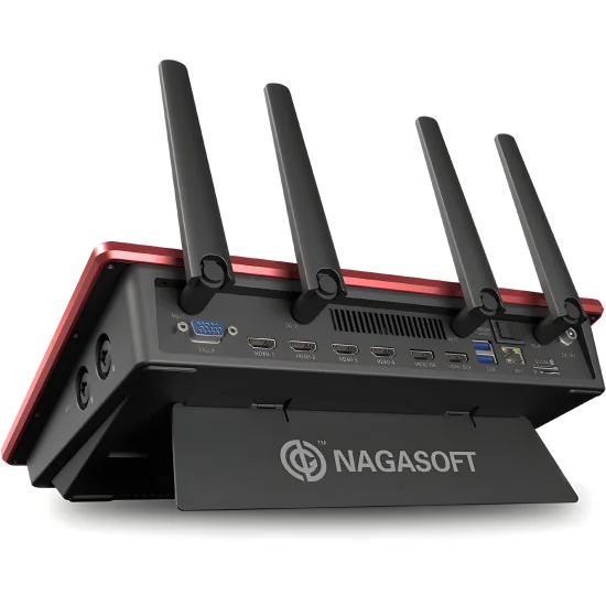 Nagasoft NSCaster X2 | Mélangeur streaming audio-vidéo 4K, LAN, Wi-Fi, 5G, NDI, 4x HDMI, XLR