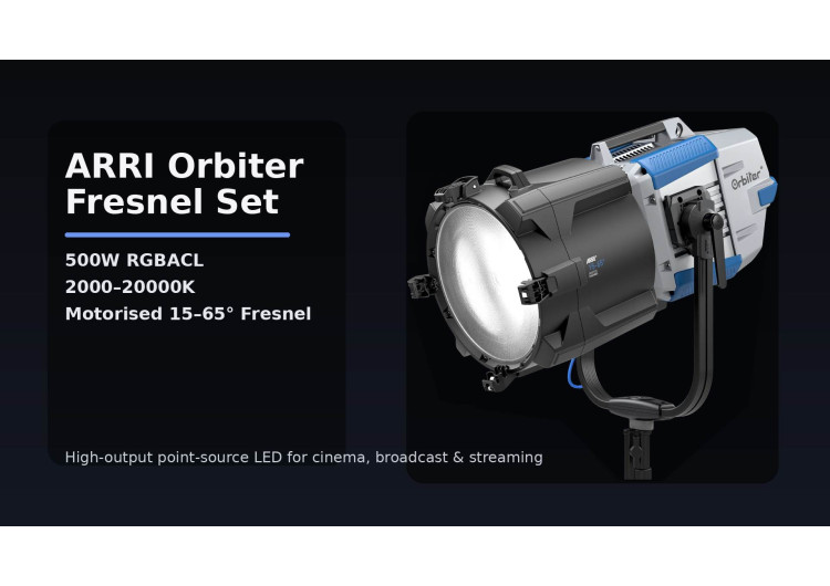 ARRI Orbiter Fresnel Set – Projecteur LED pour la production cinéma professionnelle.